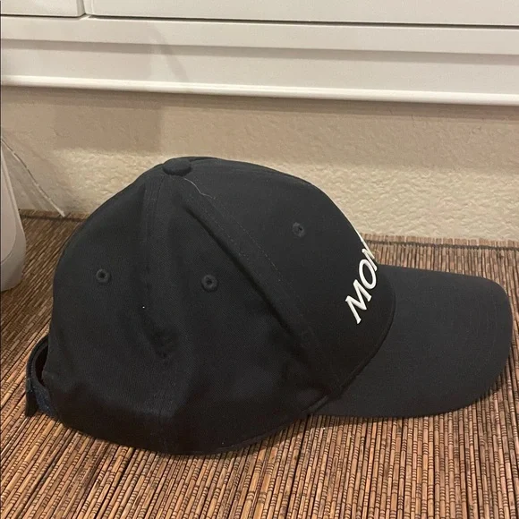 Moncler Black Baseball Cap with White Logo